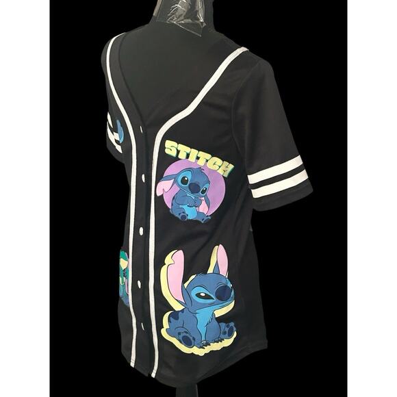 Stitch Disney Women’s Baseball Black Jersey Top Size Small-See Dimensions - Picture 6 of 9